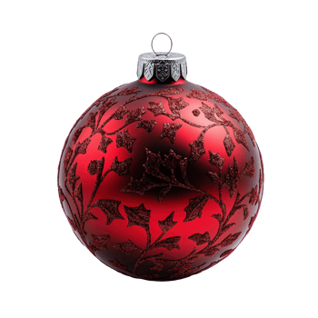 A red ornament with a silver stem png