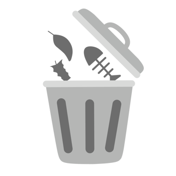 Organic bin illustration. Fish bone, apple stump and leaf png