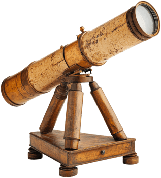 telescope on wooden stand png
