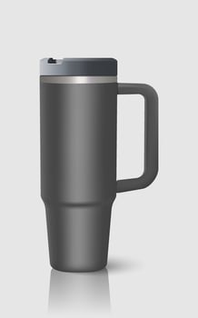 Metal bottle black color on gray background for decoration vector