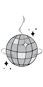 Simple Grey Hand Drawn Disco Ball Doodle Illustration vector