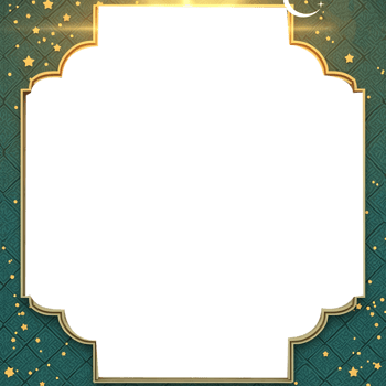 Golden frame with stars and a crescent png