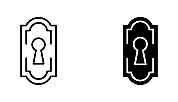 keyhole icon, door lock, Security, protection line and editable stroke, flat icon set isolated on white background vector