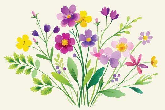 Vibrant floral bouquet design in pastel shades. vector