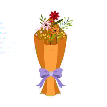 Beautiful flower bouquets in wrapping and blooming plant. Decorative florist shop item on white background vector