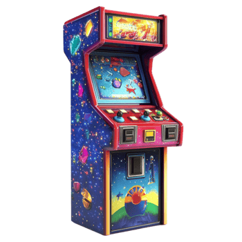 Classic Arcade Machine with a Colorful and Nostalgic Design png