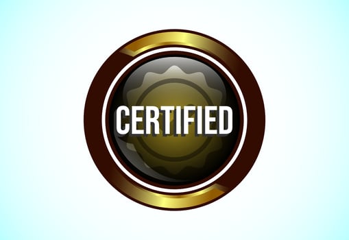 Certified button design illustration, Certified sign suitable for mobile app, and website UI design vector