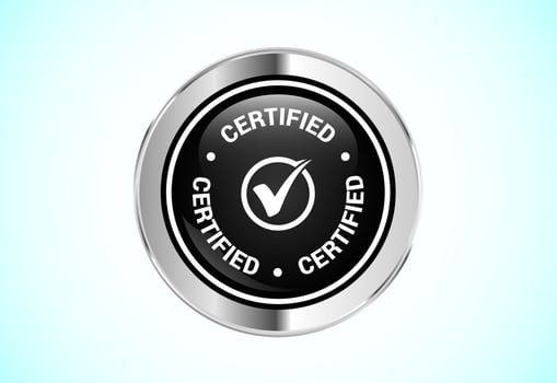 Certified button design, Certified sign suitable for mobile app, and website UI vector