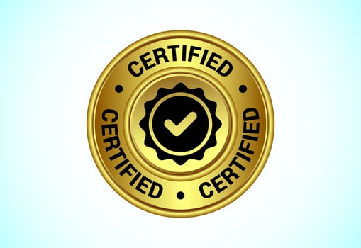 Certified button illustration, Certified sign suitable for mobile app, and website UI design vector