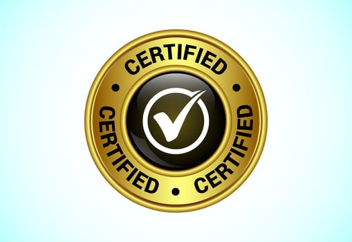 Certified button design, Certified sign suitable for mobile app, and website UI design vector