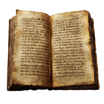 Open Aged Book with Yellowed Pages and Faded Text png