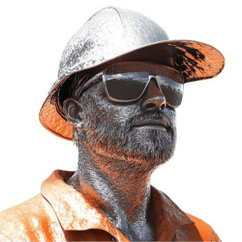 Construction Worker in Black and White Portrait Style png