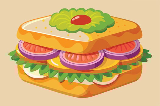 A colorful Cartoon Sandwich Illustration for Food Blogs or Recipes vector