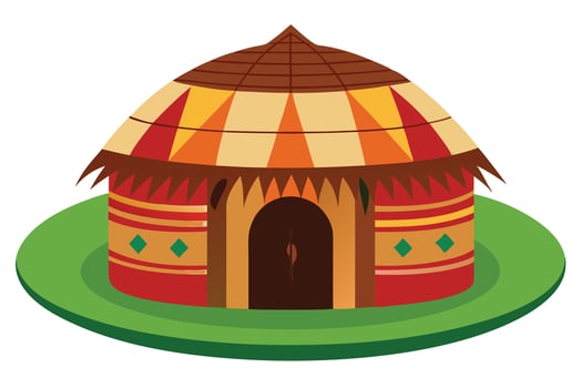 Colorful illustration of a traditional yurt. vector