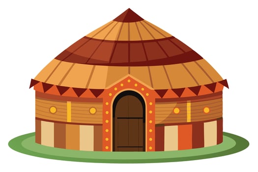 A Colorful illustration of a traditional yurt-style dwelling. vector