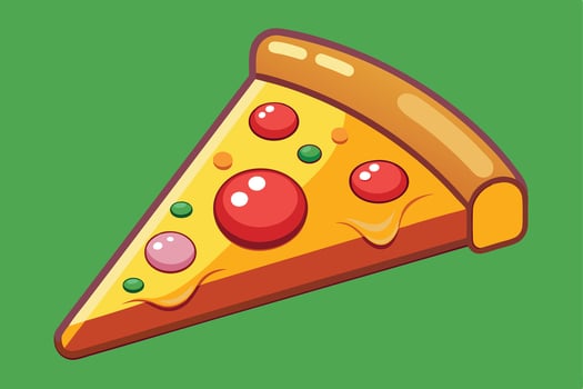 Delicious Cartoon Pizza Slice with Melted Cheese vector