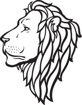 Lion Head, Line Art Calligraphy Style vector