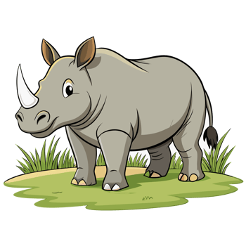 Javan Rhinoceros in Lush Grassland png