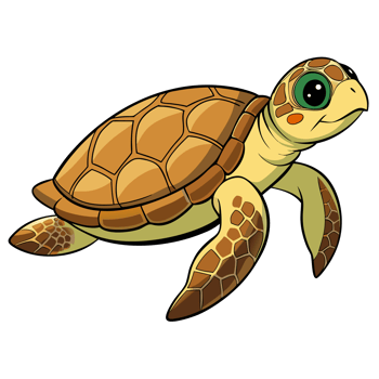 Graceful Hawksbill Turtle Swimming in Clear Water, Detailed Shell, White Background png