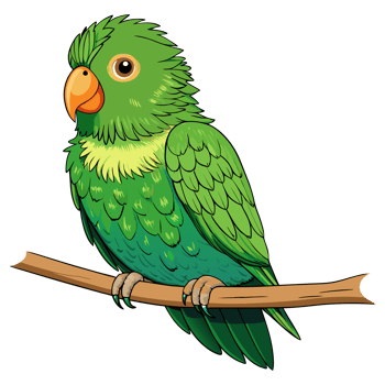 Kakapo Parrot Perched on Branch, Moss Green Feathers, Expressive Eyes png