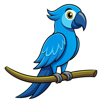 Vibrant Spix's Macaw Perched on a Branch, Brilliant Blue Plumage png