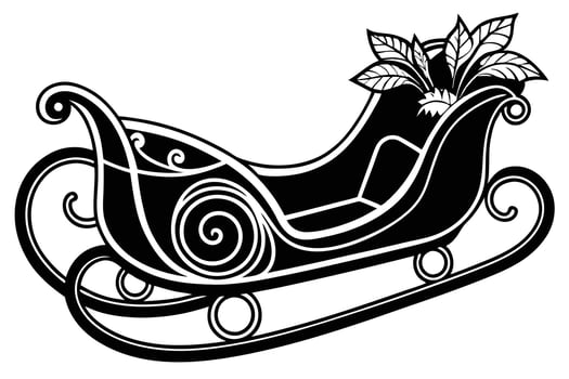 A Ornate Christmas Sleigh Silhouette Graphic vector