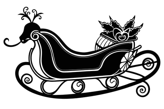 Ornate Christmas Sleigh Silhouette Graphic vector