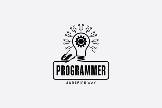 Programming service idea logo design with light bulb icon symbol vector