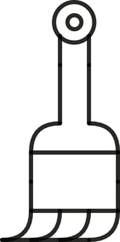 Minimalist Black-and-White Brush Icon with Sleek Curved Design and Details vector