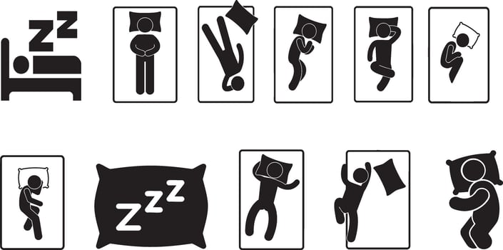 a set of black and white images depicting people sleeping vector