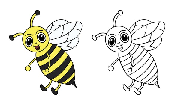 Back-to-School Coloring Fun Adorable Cartoon Bees for Kids and Children vector