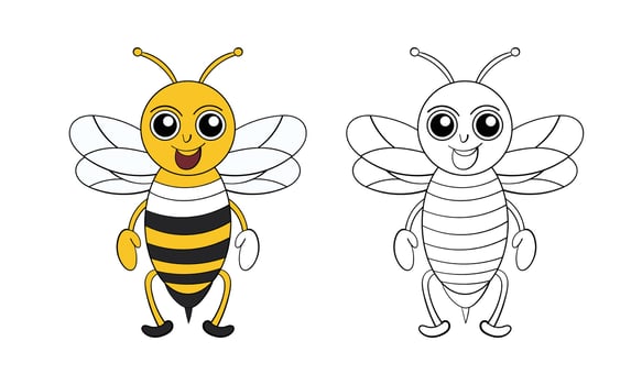 Buzzing into School Cute Cartoon Bee Coloring Pages for Kids to Enjoy vector