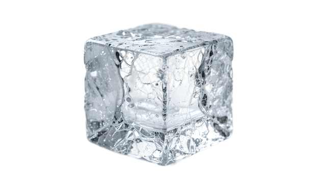 Close up 3D ice cube isolated on transparent background showcasing clarity texture and perfect beverage cooling png