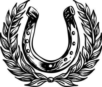 A glyph illustration of horseshoe tattoo vector