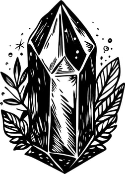 A glyph illustration of magic crystal vector