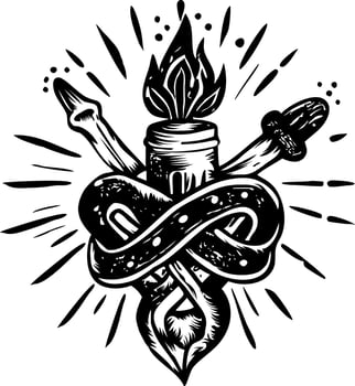 A glyph illustration of mystical tattoo vector