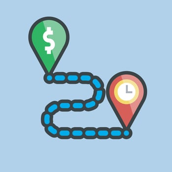 money and time road sign with outline flat design. vector