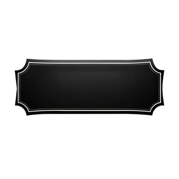 black banner shape with white outline is isolated on transparent background png