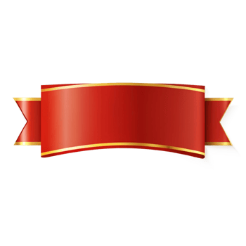 3d red banner with golden outline is isolated on transparent background png