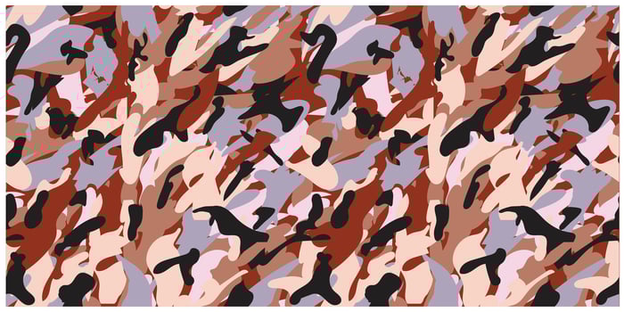 Abstract camouflage pattern featuring earthy tones like browns, pinks, and blacks, with flowing shapes and dynamic textures. vector