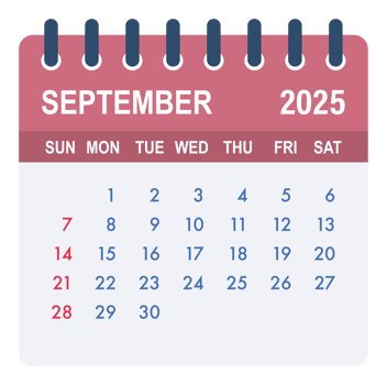 September 2025 calendar page showing days and weeks png