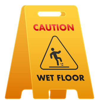 Yellow Caution Wet Floor Signs Warning about Slippery Surface png