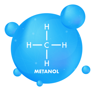 Methanol Chemical Formula with Blue Spheres and Network png