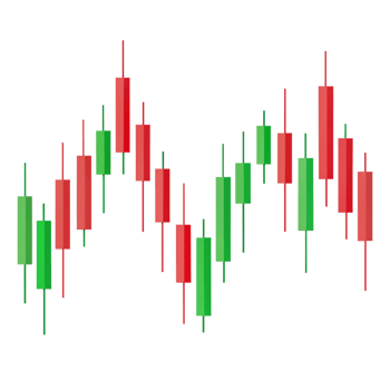 Trading red and green Candle Stick Graph chart isolated on transparent background png