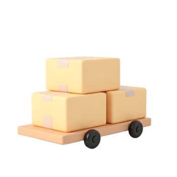 Boxes on a Cart Ready for Delivery with a Plain Background png