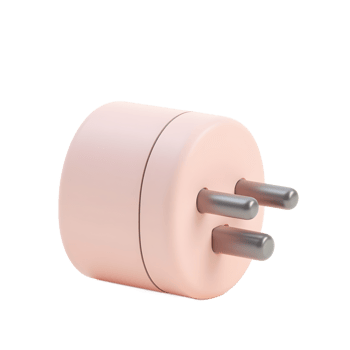 Isolated Pink Electrical Plug Adapter with Three Pins on White png