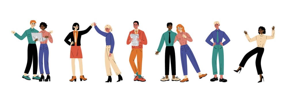 Characters in different situations cartoon illustration vector