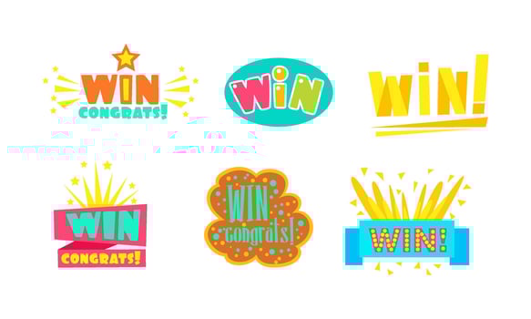 Win, Congrats Labels, Bright Congratulations Stickers Illustration Illustration vector