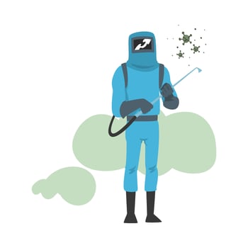 Person in antiviral suit cartoon illustration vector