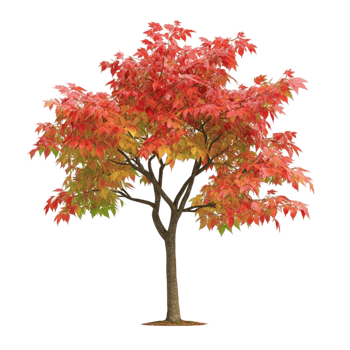 Vibrant Autumn Tree with Red and Orange Leaves png